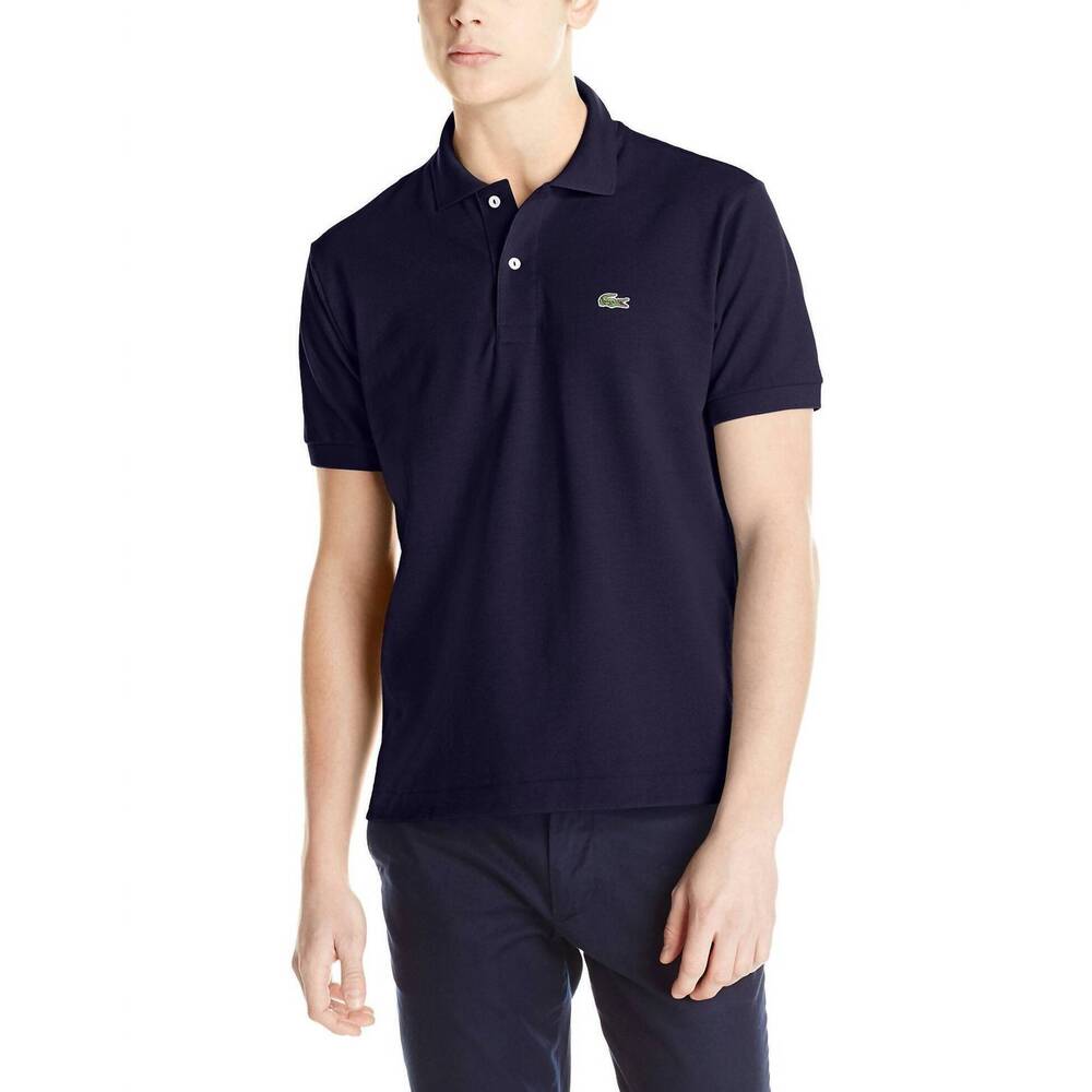 NEW LACOSTE short sleeve pique original fit polo shirt in navy